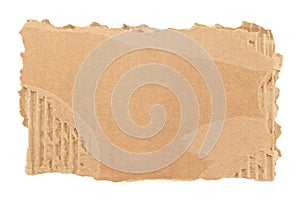 Piece of torn cardboard on a white background. Torn cardboard isolate