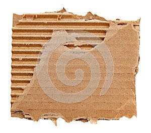 Piece of torn cardboard on a white background. Torn cardboard isolate