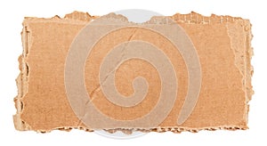 Piece of torn cardboard on a white background. Torn cardboard isolate