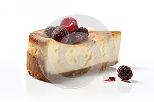 A piece of Torta de Ricota, or Ricotta cheesecake. AI generative photo