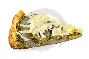 Piece of traditional greek spinach pie with goat cheese