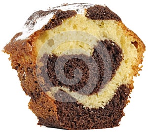 Piece of Vanilla and Chocolate Sponge Cake