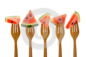 Piece of watermelon on fork