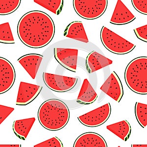 Piece watermelon pattern. Seamless watermelons transparent pattern. Vector background with water melon slices