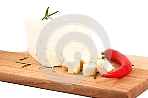 Piece of white cheese