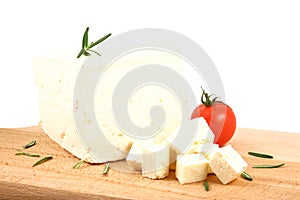 Piece of white cheese