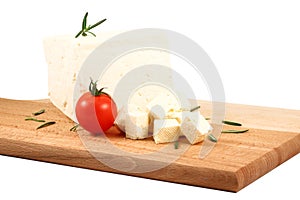 Piece of white cheese