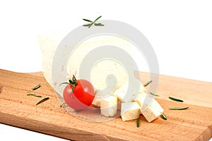 Piece of white cheese