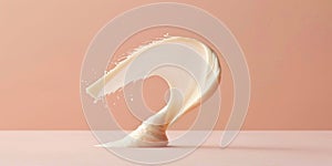 A piece of white cream is gracefully tossed into the air, creating a mesmerizing motion and a sense of lightness photo