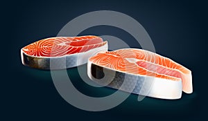 2 piece of wild salmon and farmed salmon cross cut