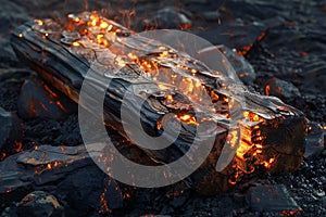A piece of wood with rust and fire on it, high quality, high resolution