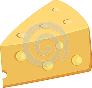 Piece Of Yellow Porous Cheese Food With Holes Vector Illustration