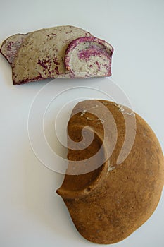 Pieces of an ancient ceramic bowls