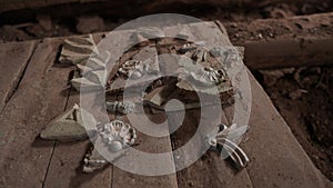 Pieces of the ancient fretwork