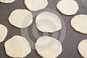 Pieces of bhatura dough