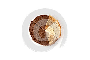 Pieces of bread in the white background