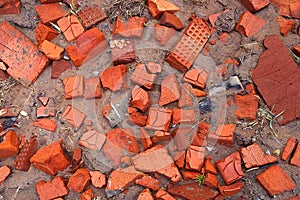 Pieces of broken bricks