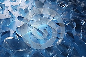 Pieces of broken ice on a dark background. Abstract background. Generative AI technology
