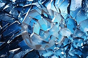 Pieces of broken ice on a dark background. Abstract background. Generative AI technology