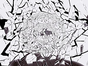 Pieces of Broken or Shattered white glass isolated