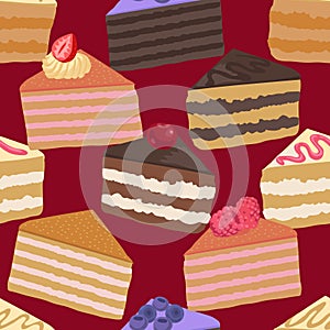 Pieces of cake seamless pattern