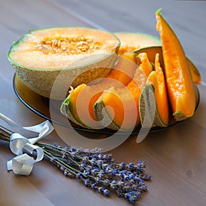 Pieces of cavaillon melon