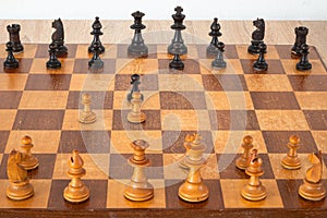 Pieces on a chessboard, Queen`s Gambit opening