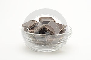 Pieces of chocolate in a bowl