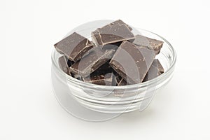 Pieces of chocolate in a bowl