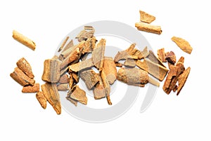 Pieces of cinnamon bark isolated