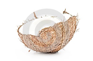 Pieces of coconut isolated on a white cutout