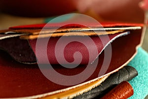 Pieces of colorful leather, closeup