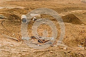 Pieces of concrete drainage culverts photo