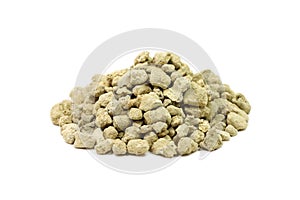 Pieces of crushed limestone