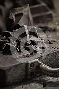 Pieces of dark chocolate