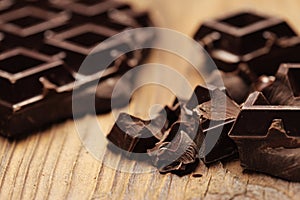 Pieces of dark chocolate