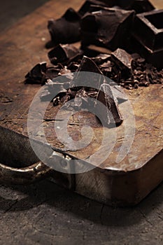 Pieces of dark chocolate