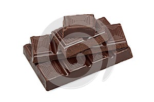 Pieces of dark chocolate isolated
