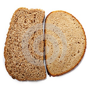 Pieces of different bread isolated on white background