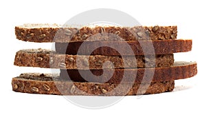 Pieces of different bread isolated on white background