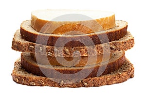 Pieces of different bread isolated on white background