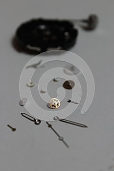 Pieces disassembled clock