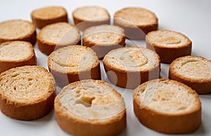 Pieces of dried white bread