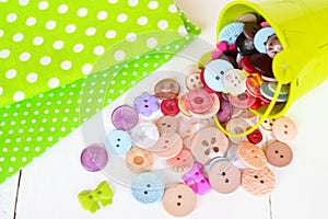 Pieces of fabric and buttons