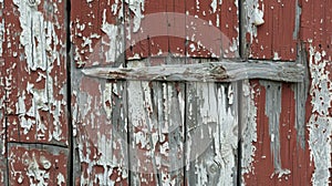Pieces of flaking paint reveal glimpses of the faded aged wood beneath giving the barn a haunted and worn appearance.