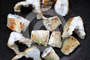 Pieces of fried navaga fish