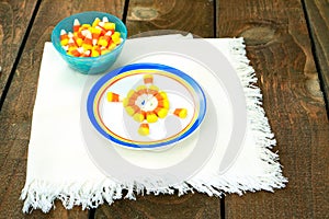 Candy corn, thanksgiving concept