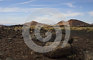 Pieces of hardened lava and gravel near Timanfaya Park, Lanzarote