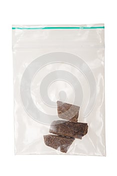 Pieces of hashish in a plastic bag