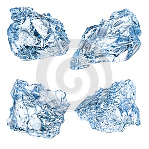 Pieces of ice isolated on white background. With clipping path